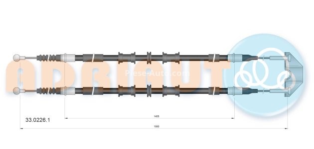 Cablu frână de mână ADRIAUTO, mijloc/spate, dreapta / stânga (1580mm /1405mm /1580mm /1405mm) pentru: OPEL COMBO TOUR, COMBO/MINIVAN 1.3D-1.7D 10.01-