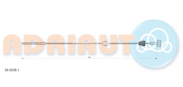 Cablu frână de mână ADRIAUTO, față, dreapta / stânga (445mm) pentru: OPEL COMBO TOUR, COMBO/MINIVAN 1.3D-1.7D 10.01-
