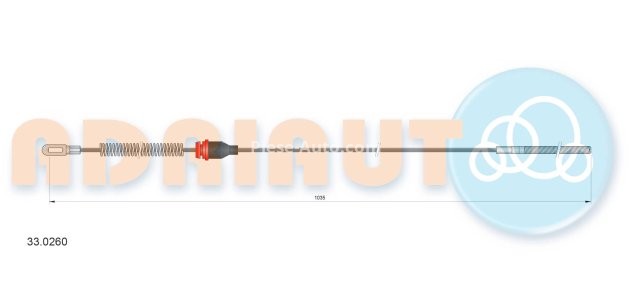 Cablu frână de mână ADRIAUTO, spate, dreapta (1035mm) pentru: OPEL CORSA A, CORSA A TR, CORSA A/HATCHBACK 1.0-1.6 09.82-07.94
