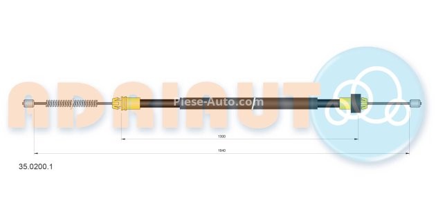 Cablu frână de mână ADRIAUTO, spate, dreapta / stânga (1640mm /1300mm) pentru: PEUGEOT 206, 206+ 1.1-2.0D 08.98-