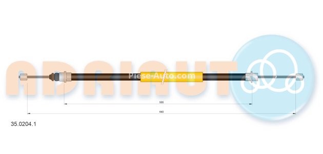 Cablu frână de mână ADRIAUTO, spate, dreapta (645mm /505mm) pentru: PEUGEOT 406 2.0-3.0 03.97-12.04