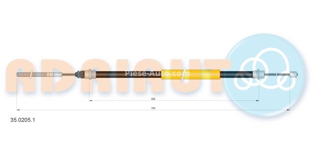 Cablu frână de mână ADRIAUTO, spate, stânga (705mm /505mm) pentru: PEUGEOT 406 2.0-3.0 03.97-12.04