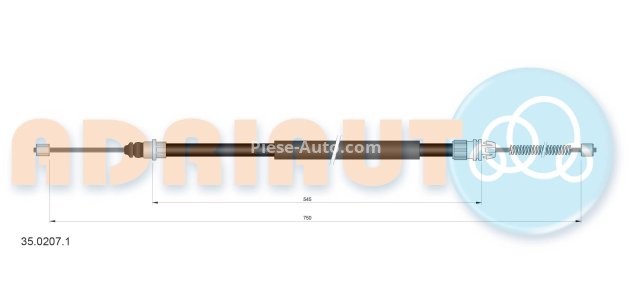 Cablu frână de mână ADRIAUTO, spate, dreapta (750mm /545mm) pentru: PEUGEOT 406 1.6-3.0 11.95-12.04