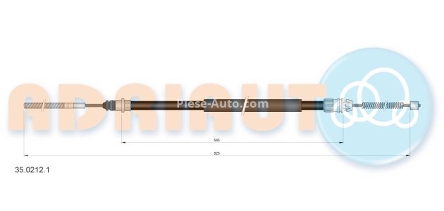 Cablu frână de mână ADRIAUTO, spate, stânga (825mm /545mm) pentru: PEUGEOT 406 1.6-3.0 11.95-12.04