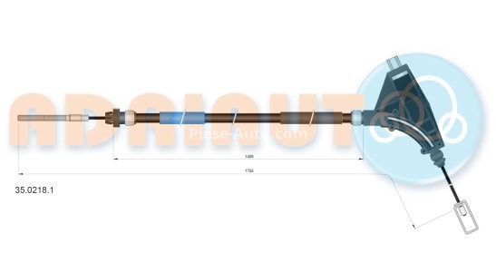 Cablu frână de mână ADRIAUTO, față, dreapta / stânga (1755mm /1405mm) pentru: PEUGEOT 406 1.6-3.0 11.95-12.04