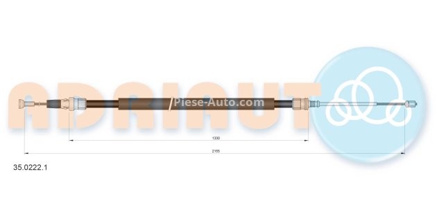 Cablu frână de mână ADRIAUTO, spate, dreapta / stânga (2155mm /1330mm) pentru: PEUGEOT 407 1.6D-3.0D 03.04-
