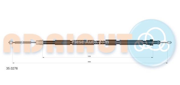Cablu frână de mână ADRIAUTO, spate, stânga (1655mm /1335mm) pentru: PEUGEOT 306, 306/HATCHBACK, 306/KOMBI 1.1-2.0D 04.93-12.02