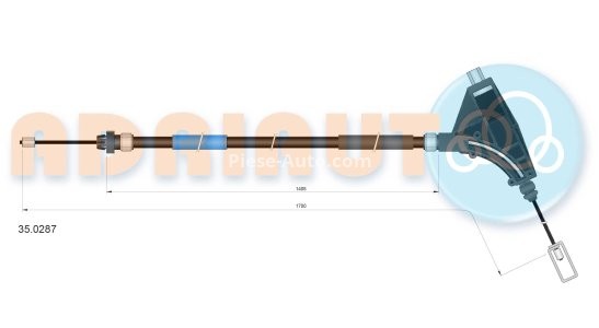 Cablu frână de mână ADRIAUTO, față, dreapta / stânga (1700mm /1405mm) pentru: PEUGEOT 406 1.6-3.0 11.95-12.04
