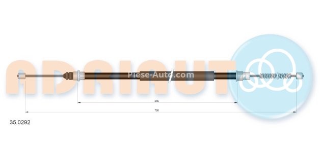 Cablu frână de mână ADRIAUTO, spate, dreapta (750mm /545mm) pentru: PEUGEOT 406 1.6-3.0 11.95-12.04