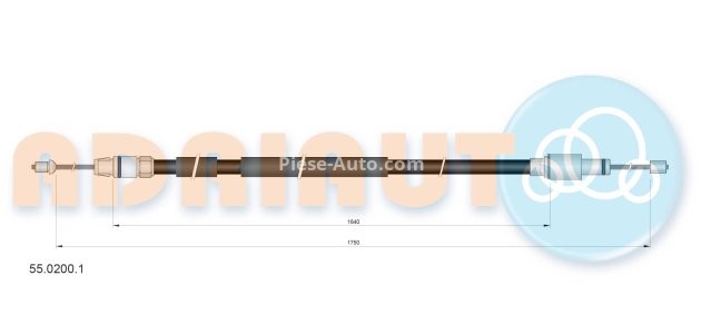 Cablu frână de mână ADRIAUTO, spate, dreapta / stânga (1750mm /1640mm) pentru: PORSCHE CAYENNE; VW TOUAREG 2.5D-6.0 09.02-09.10