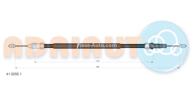 Cablu frână de mână ADRIAUTO, spate, dreapta (1380mm /1175mm) pentru: RENAULT CLIO II 2.0 02.00-06.09 3