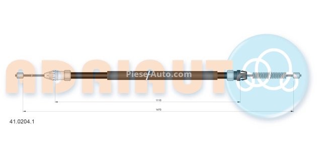 Cablu frână de mână ADRIAUTO, spate, dreapta / stânga (1470mm /1110mm) pentru: RENAULT MEGANE I, MEGANE I CLASSIC 1.4-2.0 01.96-12.04