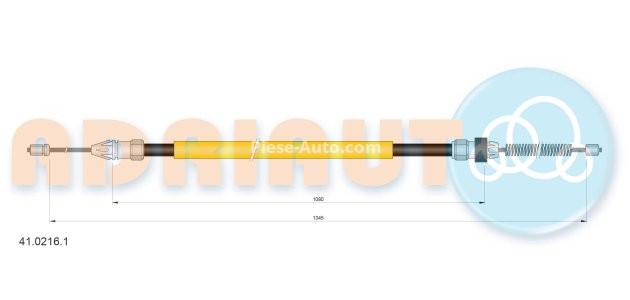 Cablu frână de mână ADRIAUTO, spate, dreapta (1345mm /1080mm) pentru: RENAULT CLIO II, CLIO II/HATCHBACK, THALIA I 1.2-1.9D 09.98-