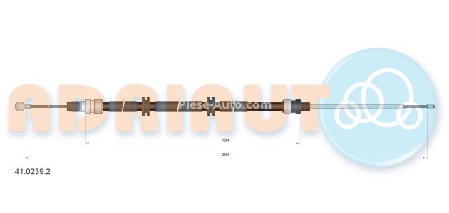 Cablu frână de mână ADRIAUTO, spate, dreapta / stânga (2390mm /1295mm) pentru: RENAULT KANGOO BE BOP, KANGOO EXPRESS, KANGOO II 1.2-1.6LPG 02.08-