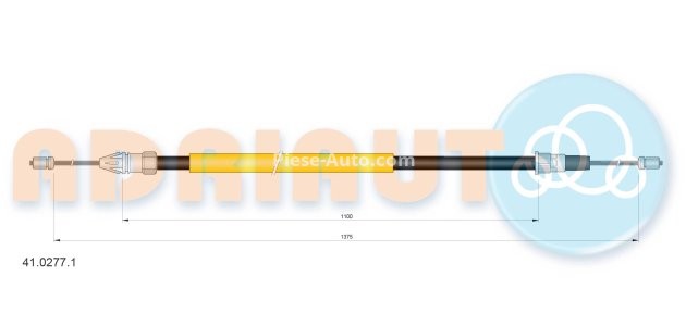 Cablu frână de mână ADRIAUTO, spate, dreapta (1375mm /1100mm) pentru: RENAULT CLIO II, CLIO II/HATCHBACK, THALIA I 1.4-2.0 03.98-