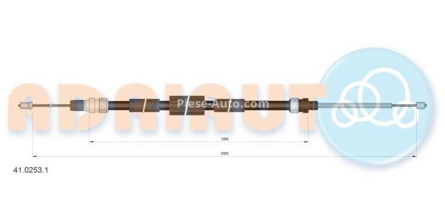 Cablu frână de mână ADRIAUTO, spate, dreapta / stânga (2080mm /1080mm) pentru: RENAULT MEGANE II, SCENIC II 1.4-2.0D 06.03-