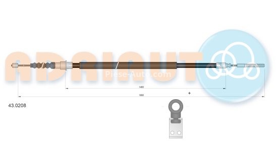 Cablu frână de mână ADRIAUTO, spate, dreapta (1890mm /1480mm) pentru: SAAB 9000 2.0/2.3/3.0 09.84-12.98