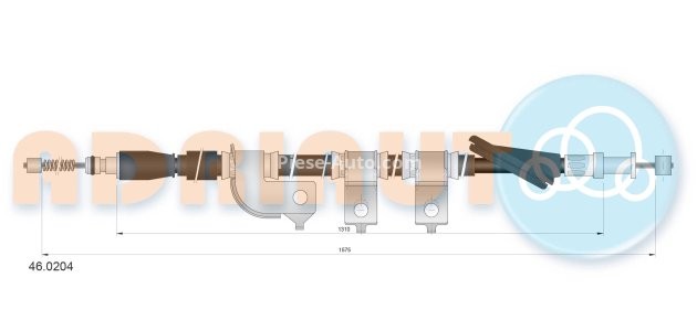 Cablu frână de mână ADRIAUTO, spate, dreapta (1575mm /1310mm) pentru: SUBARU IMPREZA 1.6/1.8/2.0 08.92-12.07
