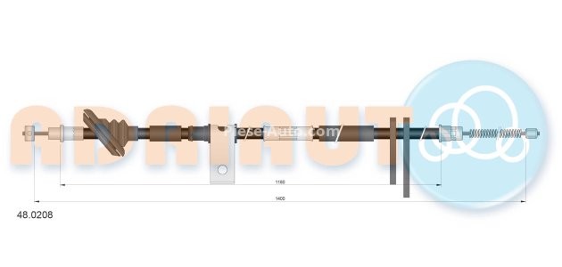 Cablu frână de mână ADRIAUTO, spate, dreapta (1400mm /1180mm) pentru: SUZUKI VITARA 1.6/1.9D 07.88-03.99