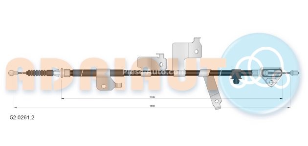Cablu frână de mână ADRIAUTO, spate, stânga (1890mm /1740mm) pentru: TOYOTA AURIS, COROLLA 1.33-2.2D 10.06-07.14 3