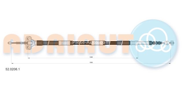 Cablu frână de mână ADRIAUTO, spate, stânga (1580mm /1280mm) pentru: TOYOTA COROLLA 1.3/1.6/2.0D 07.92-04.97
