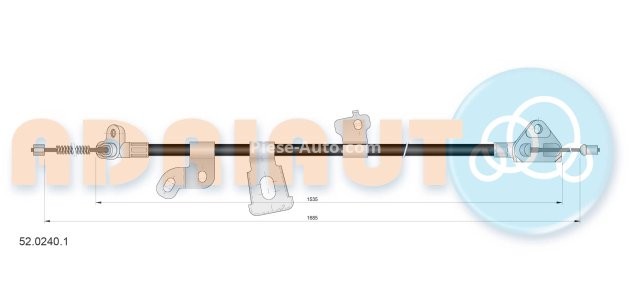Cablu frână de mână ADRIAUTO, spate, dreapta (1685mm /1535mm) pentru: TOYOTA YARIS VERSO 1.3/1.4D/1.5 08.99-09.05