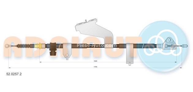 Cablu frână de mână ADRIAUTO, stânga (1775mm /1595mm) pentru: TOYOTA YARIS 1.0-1.8 12.10-