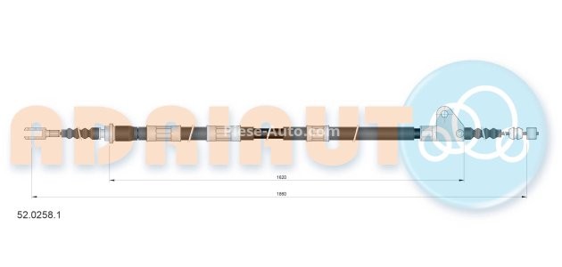 Cablu frână de mână ADRIAUTO, spate, stânga (1860mm /1620mm) pentru: TOYOTA AVENSIS 1.6-2.0D 09.97-02.03