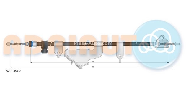 Cablu frână de mână ADRIAUTO, dreapta (1690mm /1445mm) pentru: TOYOTA YARIS 1.0/1.3/1.4D 12.10-