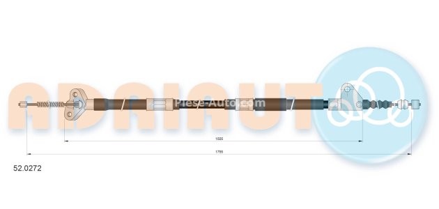 Cablu frână de mână ADRIAUTO, spate, dreapta (1755mm /1505mm) pentru: TOYOTA AVENSIS 1.6-2.0D 09.97-02.03