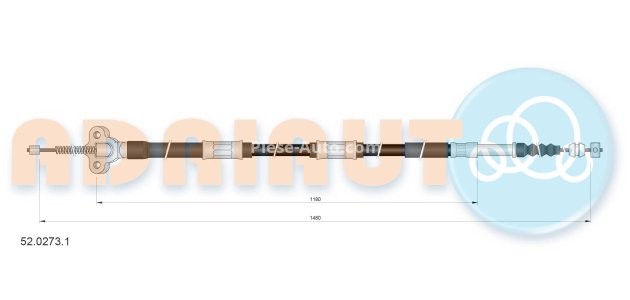 Cablu frână de mână ADRIAUTO, spate, stânga (1500mm /1220mm) pentru: TOYOTA STARLET 1.3 01.96-07.99
