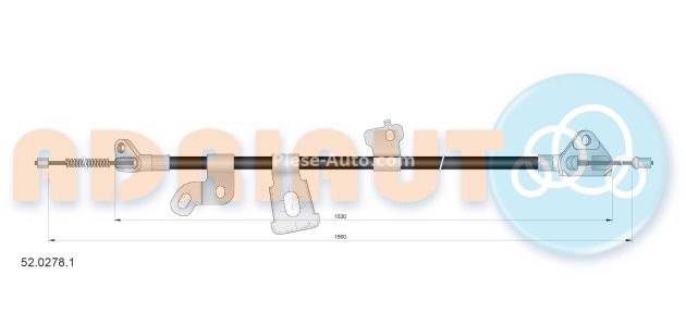 Cablu frână de mână ADRIAUTO, spate, stânga (1660mm /1530mm) pentru: TOYOTA YARIS VERSO 1.3/1.4D/1.5 08.99-09.05