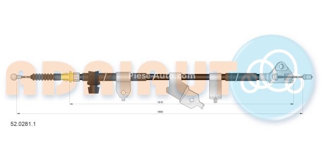 Cablu frână de mână ADRIAUTO, spate, dreapta (1680mm /1515mm) pentru: TOYOTA YARIS 1.3-1.8 08.05-12.12
