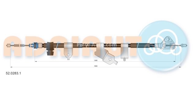 Cablu frână de mână ADRIAUTO, spate, dreapta (1600mm /1365mm) pentru: TOYOTA YARIS 1.0-1.4D 08.05-12.12