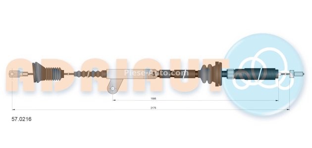 Cablu frână de mână ADRIAUTO, față, stânga (2175mm /1595mm) pentru: VOLVO 740, 760 2.0-2.8 08.82-12.92
