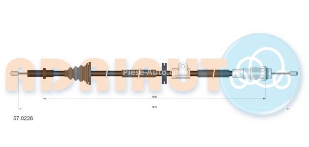 Cablu frână de mână ADRIAUTO, spate, dreapta / stânga (1670mm /1480mm) pentru: VOLVO 850, S70, V70 I 2.0-2.5D 06.91-12.00