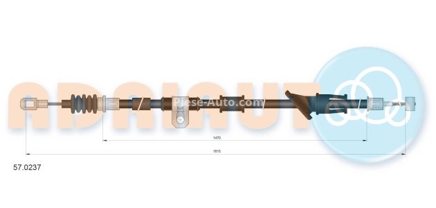 Cablu frână de mână ADRIAUTO, spate, stânga (1615mm /1470mm) pentru: VOLVO S40 I, V40 1.6-2.0 07.95-06.04