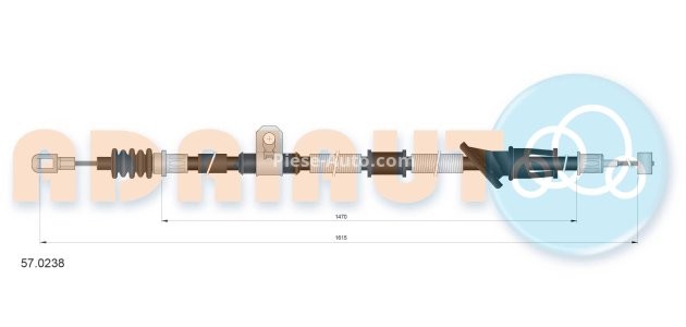 Cablu frână de mână ADRIAUTO, spate, dreapta (1615mm /1470mm) pentru: VOLVO S40 I, V40 1.6-2.0 07.95-06.04