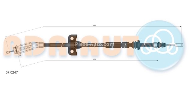 Cablu frână de mână ADRIAUTO, spate, dreapta / stânga (1990mm /1920mm) pentru: VOLVO S80 I, V70 II, XC70 I 2.0-3.0 05.98-08.07