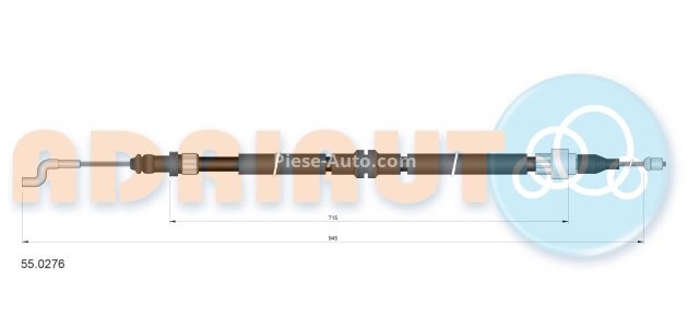 Cablu frână de mână ADRIAUTO, spate, dreapta / stânga (945mm /715mm) pentru: VW TRANSPORTER T4 1.8-2.8 07.90-06.03 3