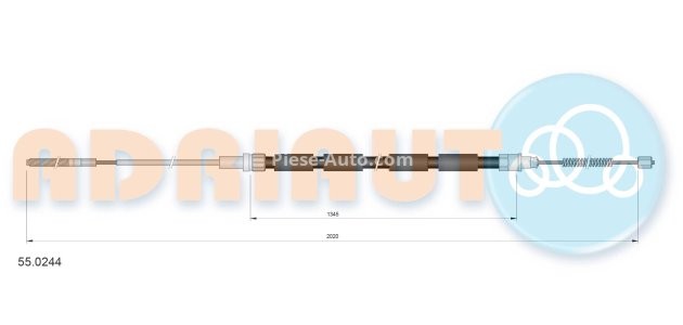 Cablu frână de mână ADRIAUTO, spate, dreapta / stânga (2030mm /1355mm) pentru: VW CADDY I 1.6/1.6D/1.8 08.82-07.92