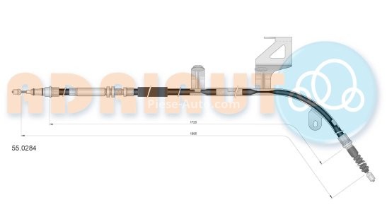 Cablu frână de mână ADRIAUTO, spate, stânga (1895mm /1720mm) pentru: VW PASSAT B5, PASSAT B5.5 1.6-2.8 08.96-05.05
