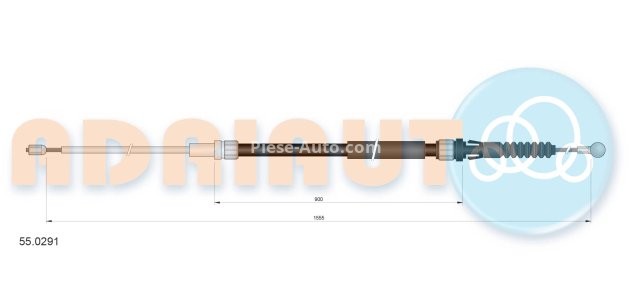 Cablu frână de mână ADRIAUTO, spate, dreapta / stânga (1555mm /900mm) pentru: VW TOURAN 1.4-2.0D 02.03-05.10