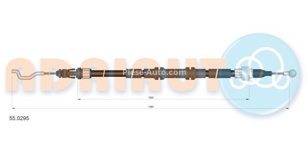 Cablu frână de mână ADRIAUTO, spate, dreapta / stânga (1295mm /1005mm) pentru: VW MULTIVAN T5, TRANSPORTER T5 1.9D-3.2 04.03-08.15