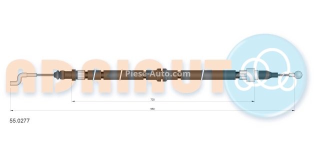 Cablu frână de mână ADRIAUTO, spate, dreapta / stânga (950mm /720mm) pentru: VW TRANSPORTER T4 1.8-2.8 07.90-06.03