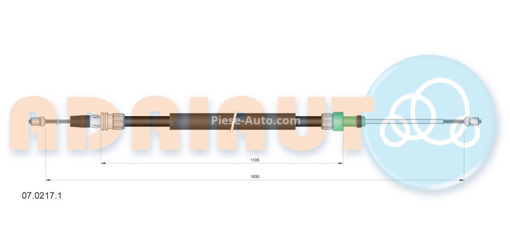 Cablu frână de mână ADRIAUTO, (1935mm /1105mm) pentru: CITROEN C3 AIRCROSS II 1.2/1.6D 06.17-