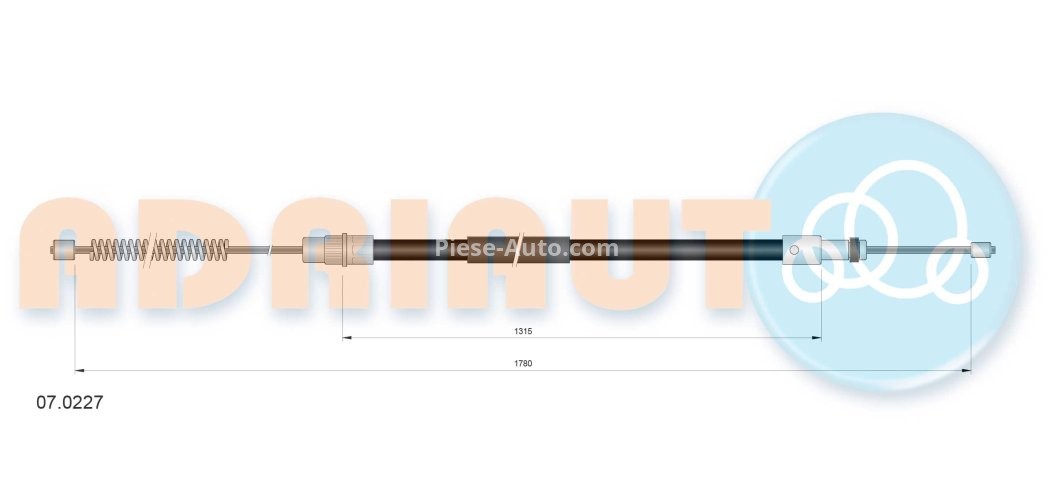 Cablu frână de mână ADRIAUTO, spate, dreapta / stânga (1780mm /1315mm) pentru: CITROEN C15, C15/MINIVAN 1.0-1.8D 10.84-12.00