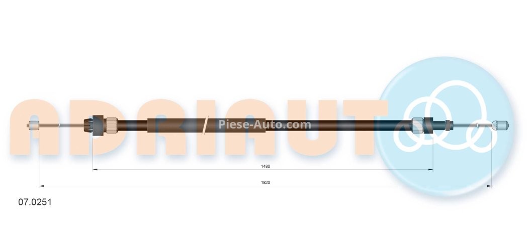 Cablu frână de mână ADRIAUTO, spate, dreapta (1840mm /1495mm) pentru: CITROEN BERLINGO, BERLINGO/MINIVAN; PEUGEOT PARTNER, PARTNER/MINIVAN 1.1-Electric 05.96-12.15
