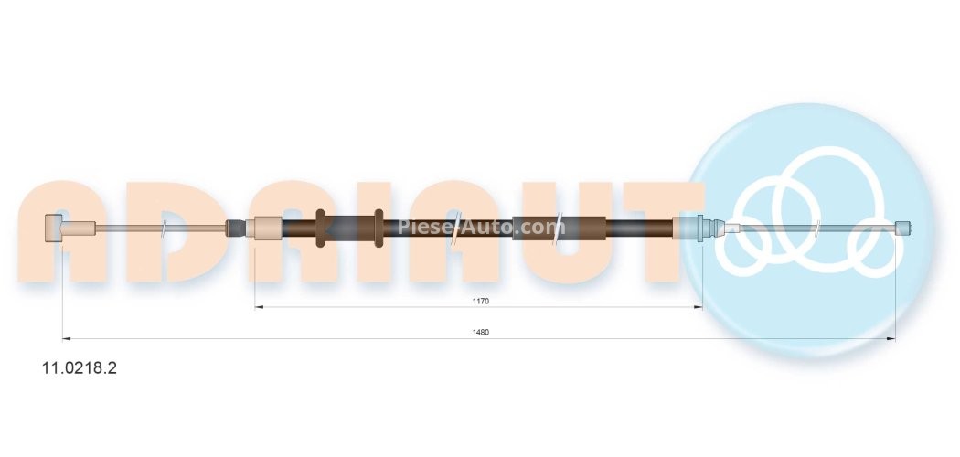 Cablu frână de mână ADRIAUTO, spate, dreapta / stânga (1480mm /1170mm) pentru: CITROEN JUMPER II; FIAT DUCATO; PEUGEOT BOXER 2.0D-3.0D 04.06-