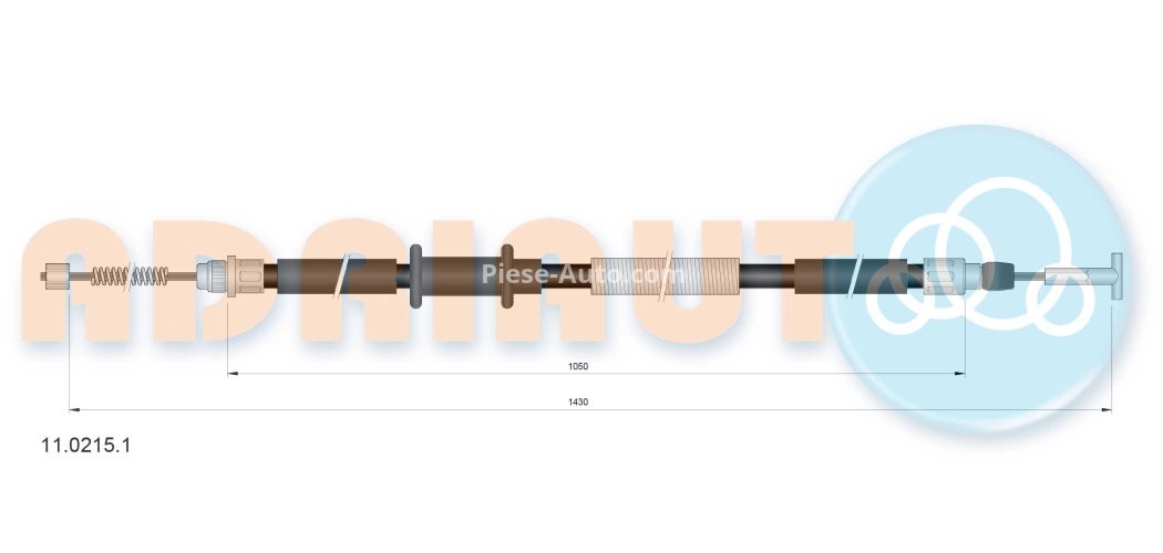 Cablu frână de mână ADRIAUTO, spate, stânga (1430mm /1050mm) pentru: FIAT BRAVA, BRAVO I, MAREA 1.2/1.4 10.95-12.02